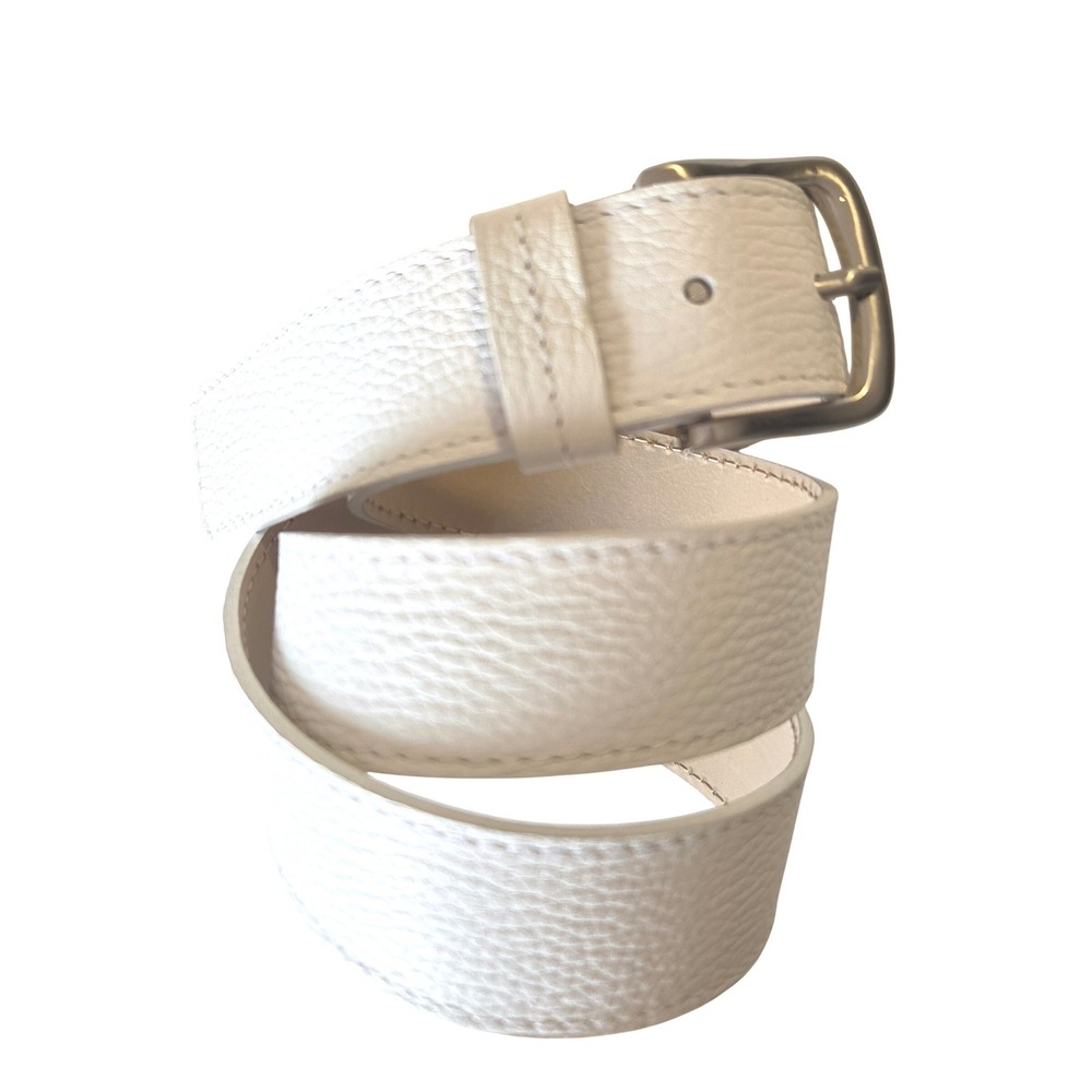 Talbots White Pebbled Genuine Leather Belt Made in Italy Size Medium 6413